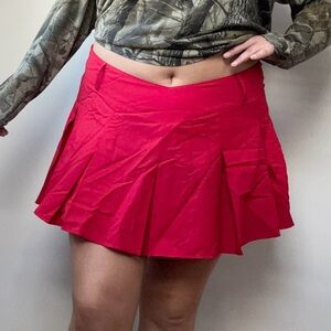 Red Pleated Skirt
